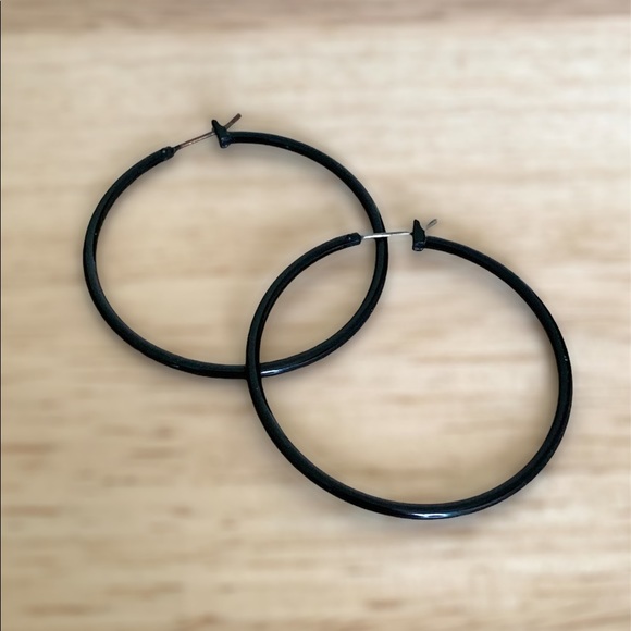Jewelry - ✨SOLD✨Black Hoop Earrings